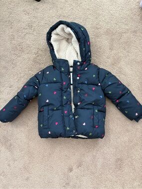 GAP Baby Navy and Cream Sherpa-Lined Jacket